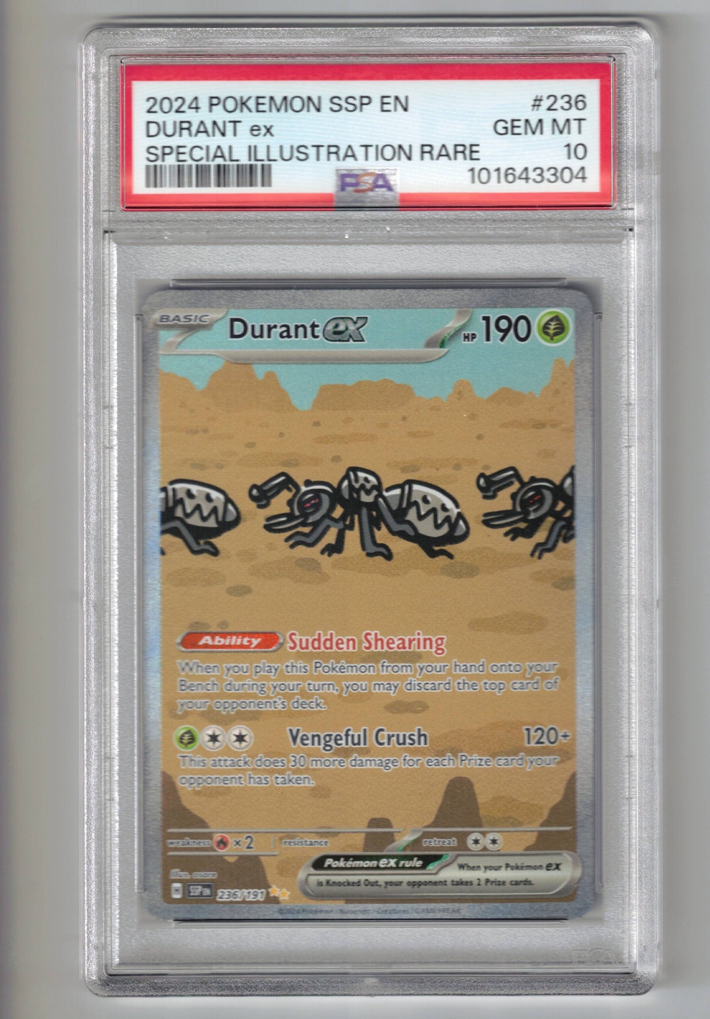 Durant ex #236 Pokemon Surging Sparks - PSA 10