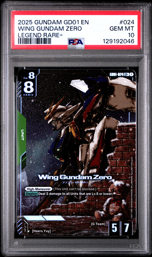 2025 GUNDAM NEWTYPE RISING #024 WING GUNDAM ZERO LEGEND RARE+ - PSA 10